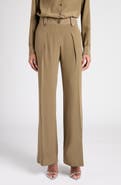 TOM FORD Pleated Wide Leg Silk Crêpe de Chine Pants