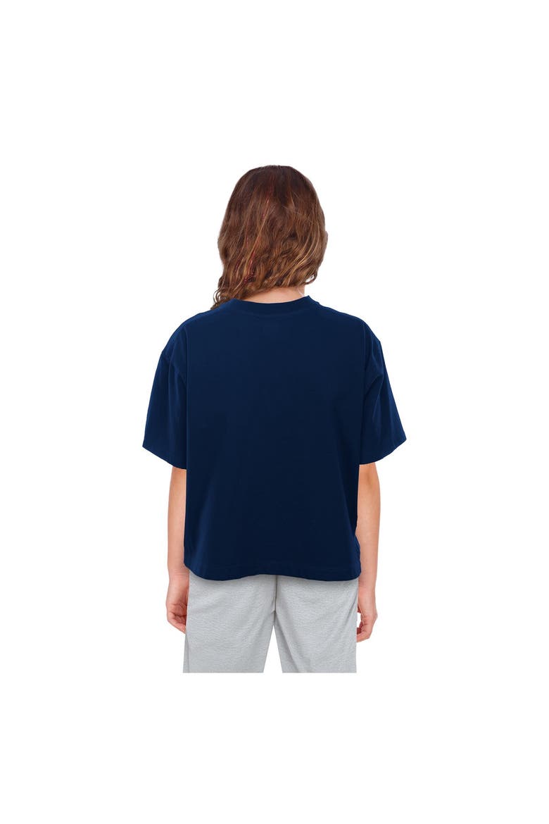 Girls Youth New Era  Navy Chicago Bears Flip Sequin Boxy T-Shirt, Alternate, color, Navy