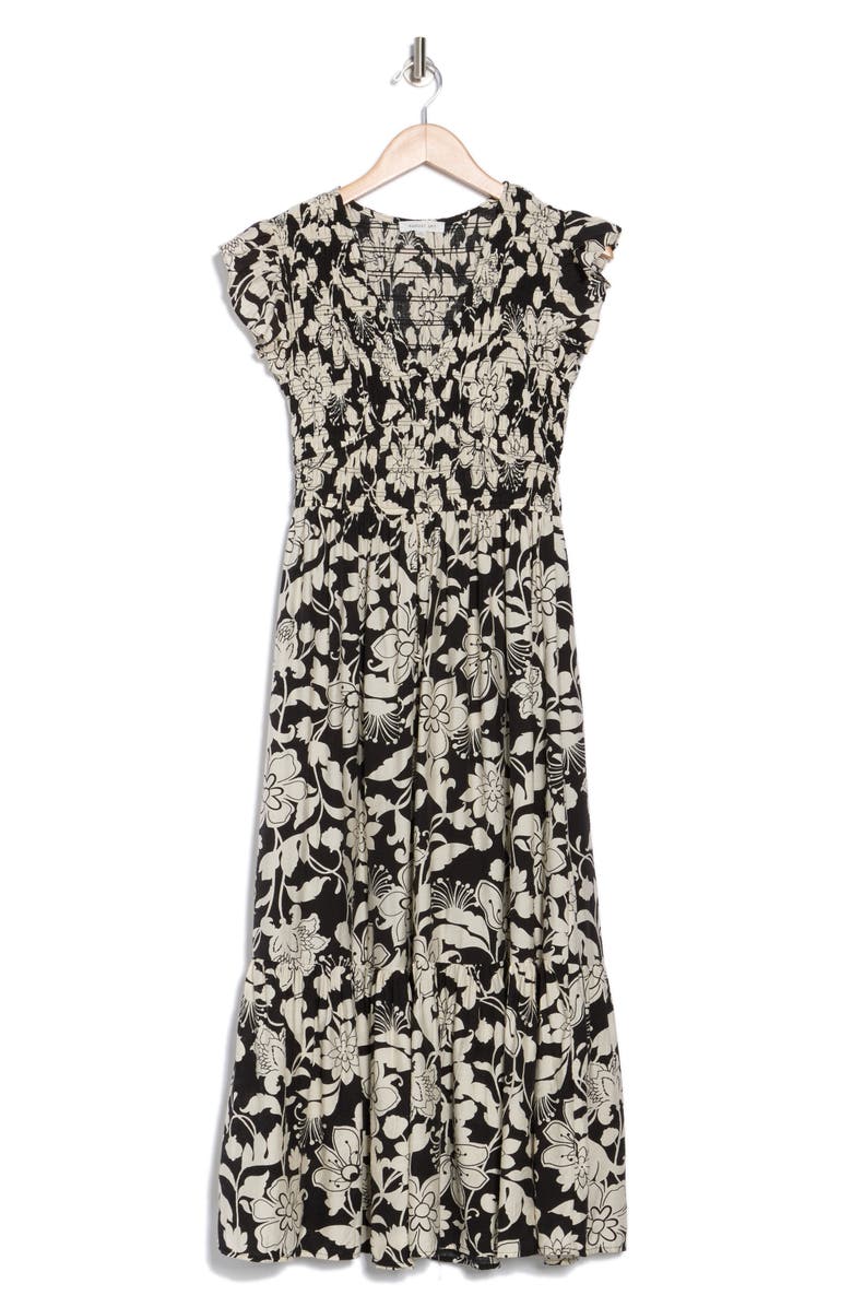 AUGUST SKY Floral Cap Sleeve Dress, Alternate, color, 