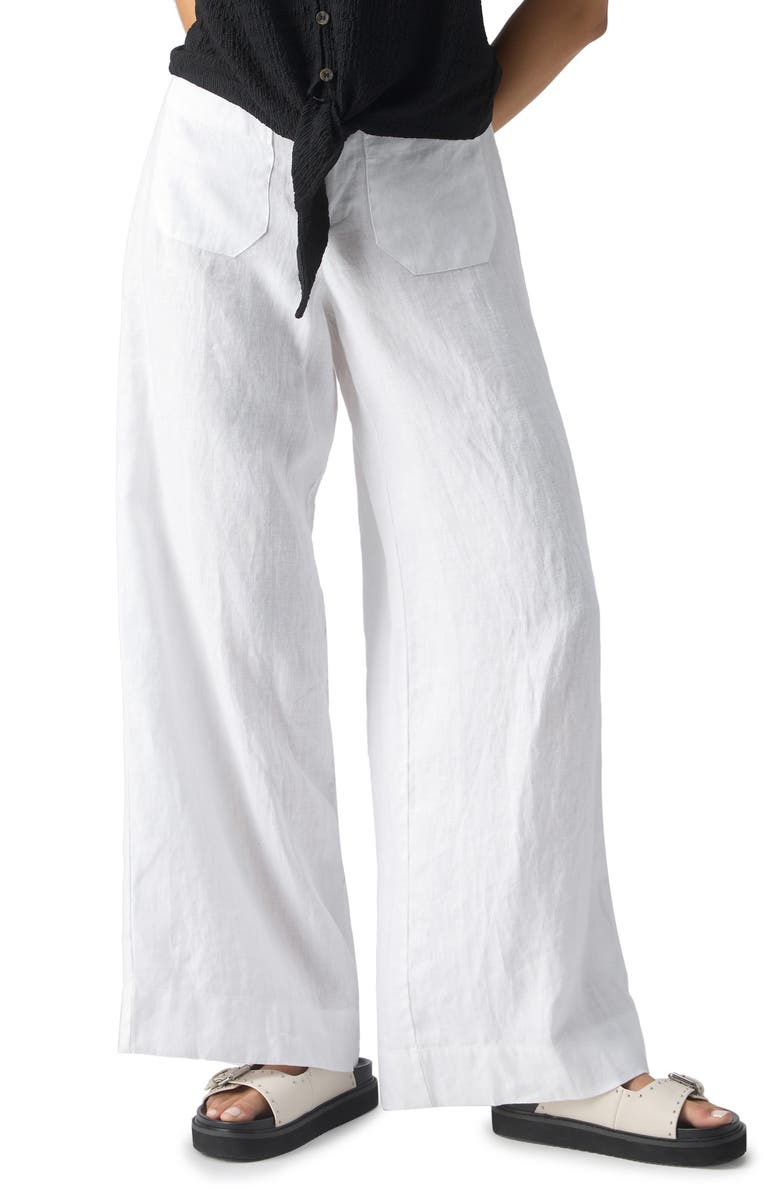 Sanctuary The Marine Linen Wide Leg Pants, Main, color, White