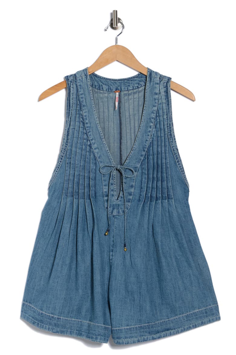 Webster Denim Romper, Alternate, color, FALLING RAIN WASH
