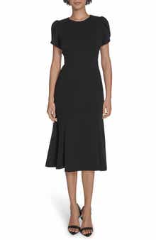 Calvin Klein Tulip Sleeve Crepe A-Line Midi Dress