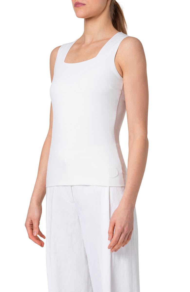 Akris punto Square Neck Tank, Alternate, color, Cream