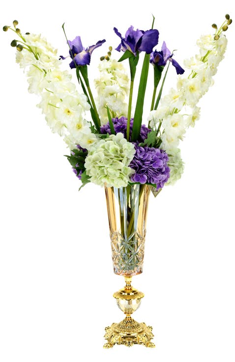 Hydrangea and Iris Arrangement in Vase