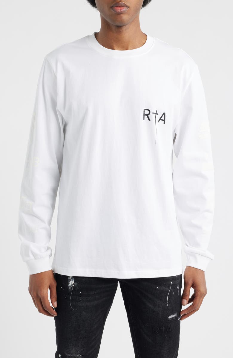 RtA Greatest Hits Long Sleeve Graphic T-Shirt, Main, color, White Greatest Hits