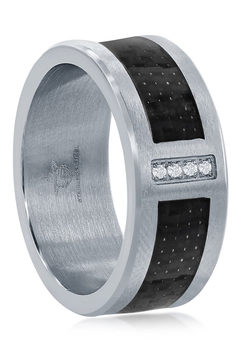 Two-Tone CZ Detail Band, Alternate, color, SILVER