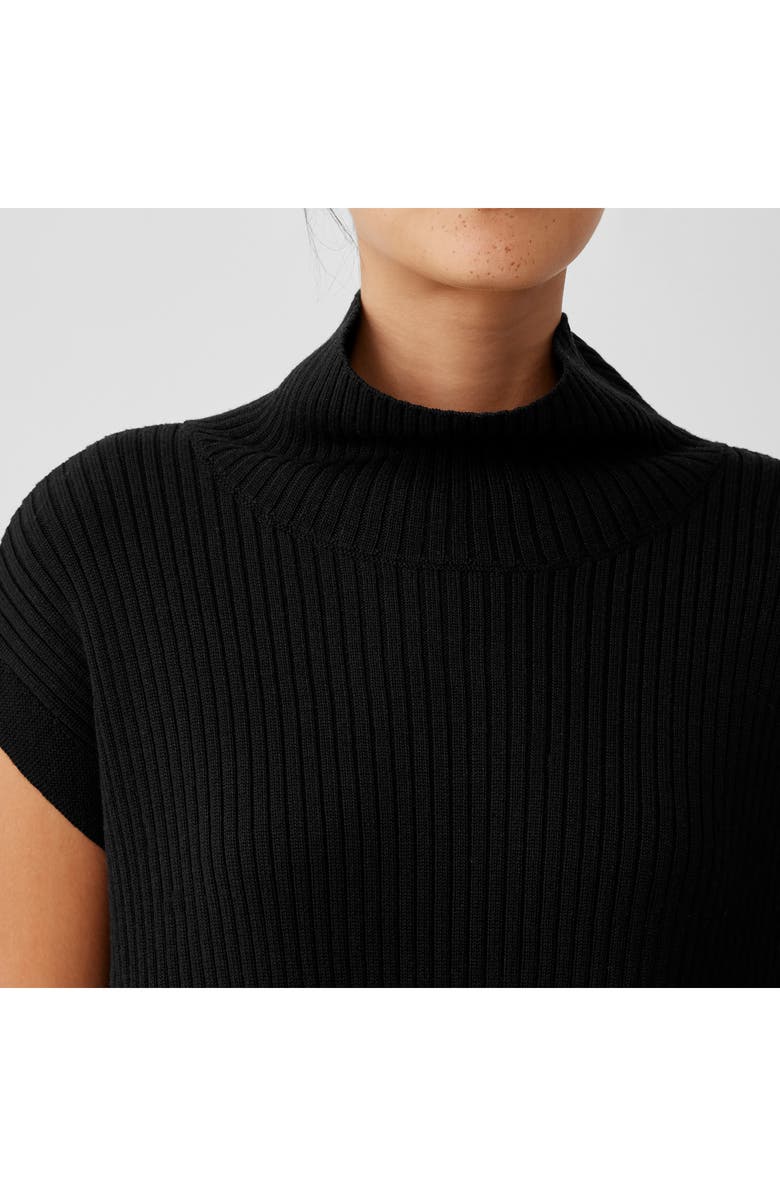 Eileen Fisher Turtleneck Merino Wool Short Sleeve Sweater, Alternate, color,
