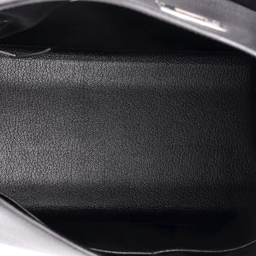 Pre-owned Hermes  Hermes Kelly Handbag Black Veau Grain Lisse With Palladium Hardware 32 In Black