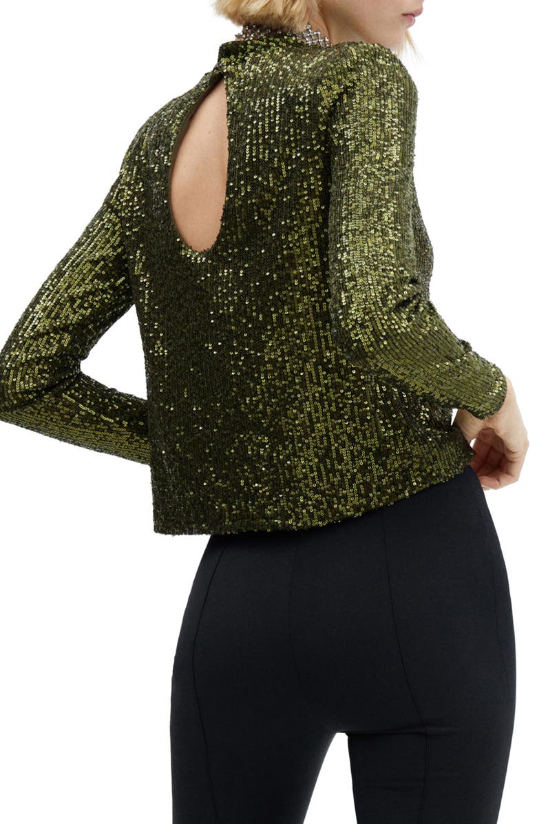 MANGO Mock Neck Sequin Top, Alternate, color, 