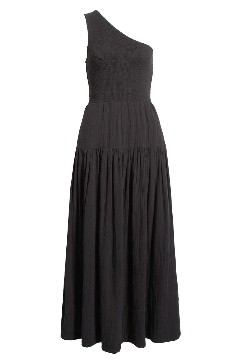 New Smocked Tiered Cover-Up Maxi Dress, Alternate, color, BLACK