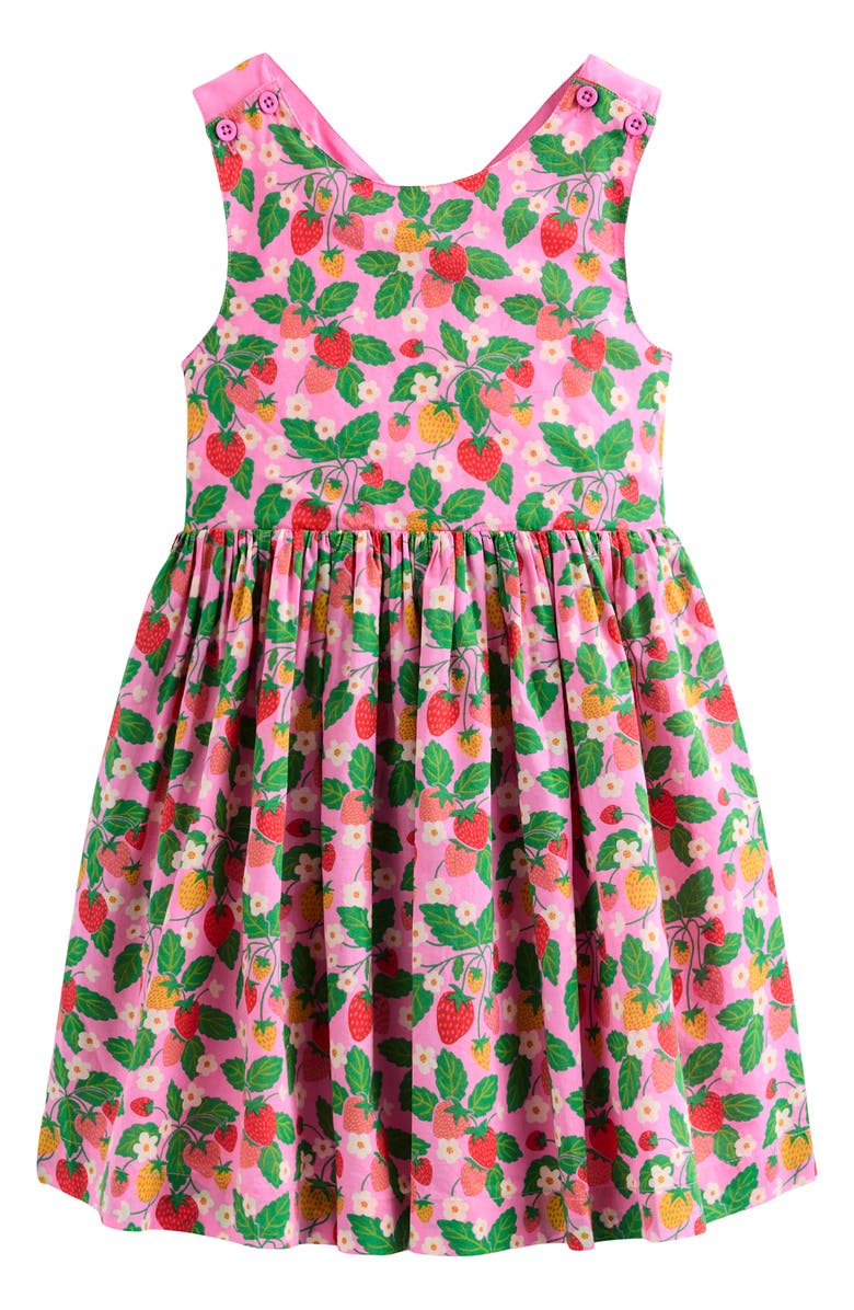 Mini Boden Kids' Harper Strawberry Print Crossback Cotton Sundress, Main, color, 