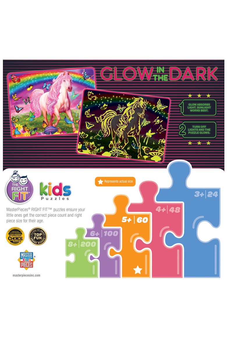 Rainbow World 60 Piece Glow Puzzle, Alternate, color, Multicolor