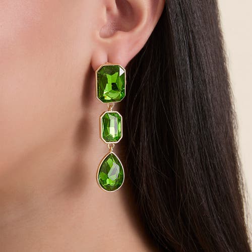 Jessica Simpson Green Crystal Drop Earrings In Green