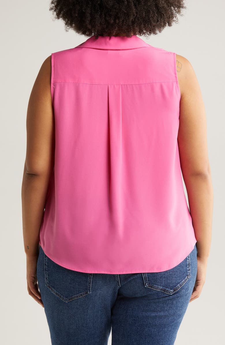Court & Rowe Collared Button Front Sleeveless Shirt, Alternate, color, Vineyard Pink