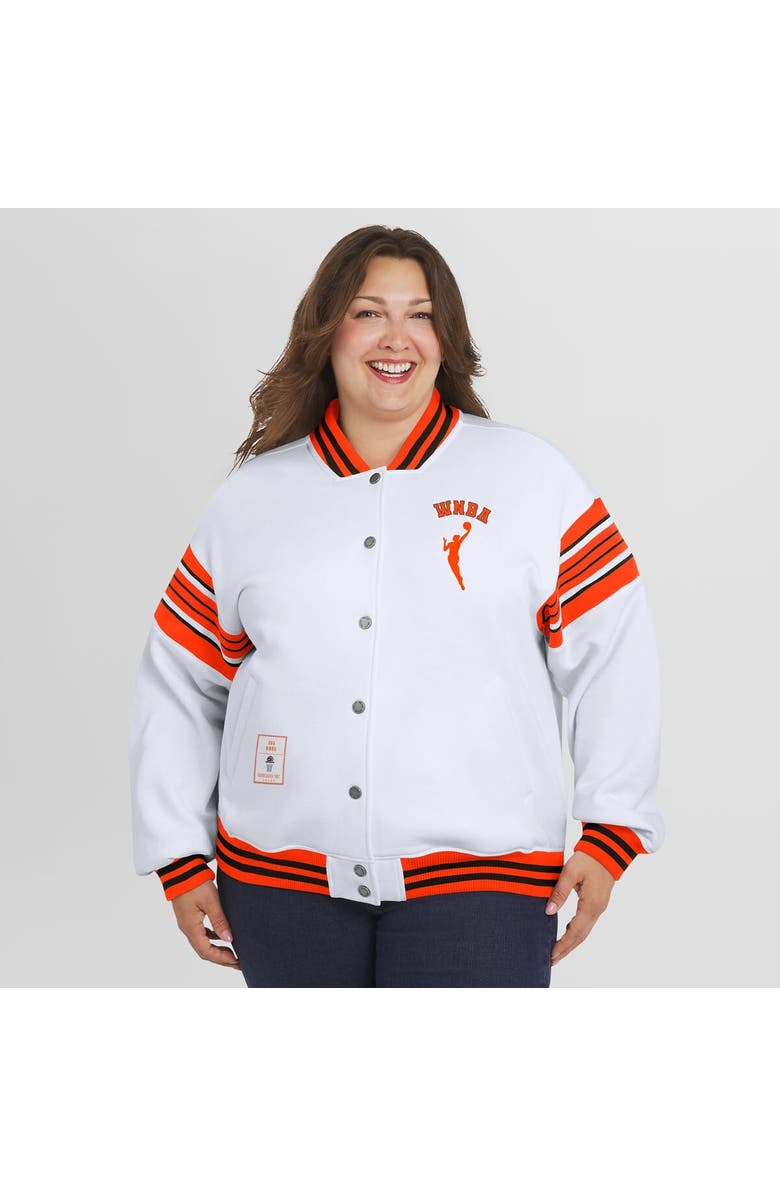 WEAR by Erin Andrews Women's WEAR by Erin Andrews White/Orange WNBA Full-Snap Fleece Sweatshirt Jacket, Alternate, color, White