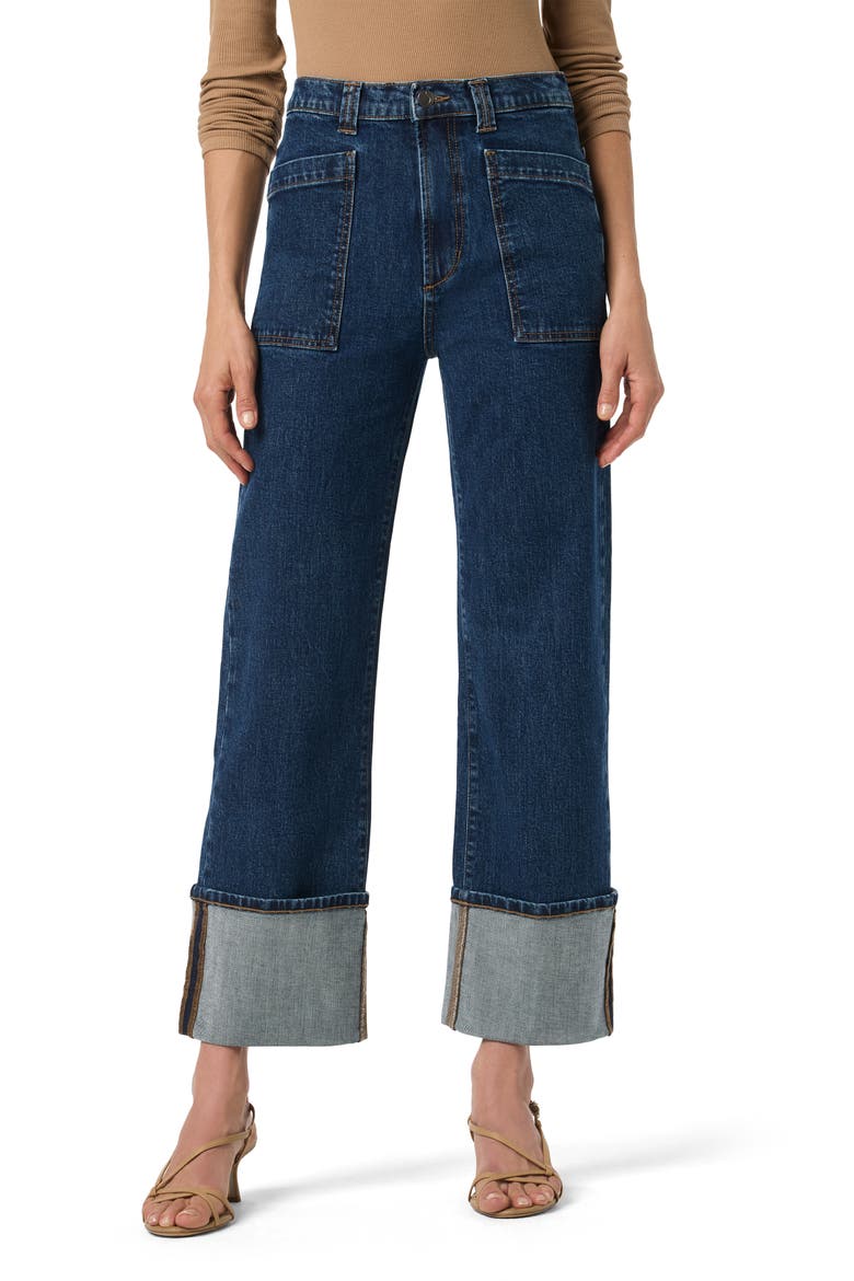 Cuffed Patch Pocket High Waist Straight Leg Jeans, Main, color, VALENTINA