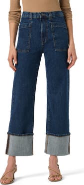 Joe's Cuffed Patch Pocket High Waist Straight Leg Jeans