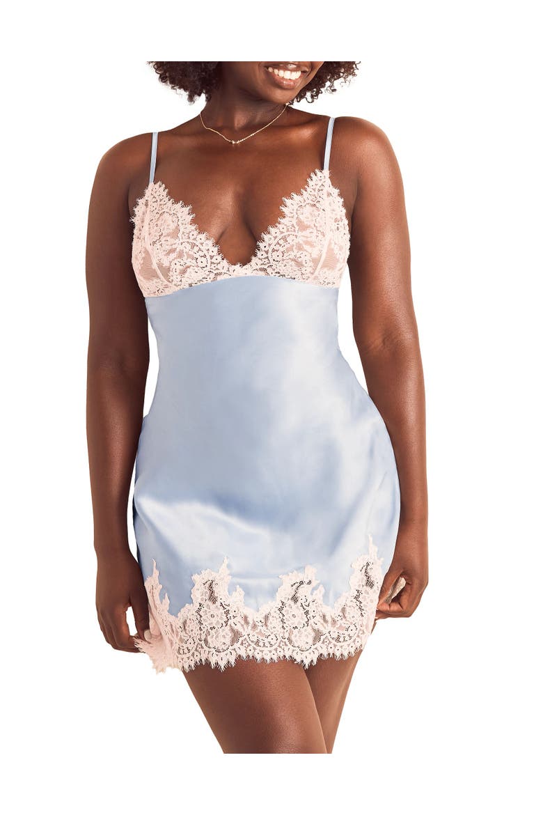 Vegan Atelier Collection Silk Slip Lingerie, Main, color, Medium blue