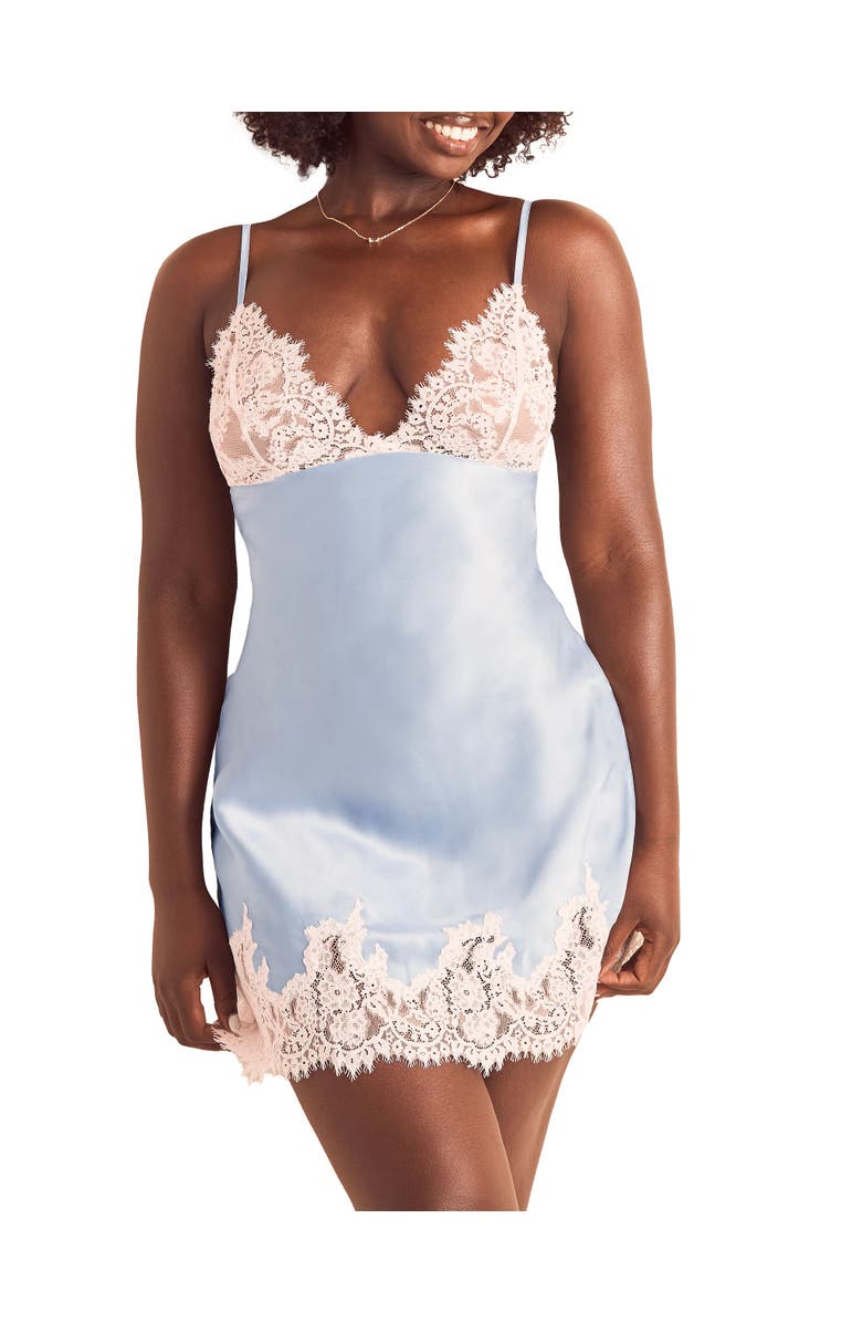 Adore Me Vegan Atelier Collection Silk Slip Lingerie, Main, color, Medium Blue