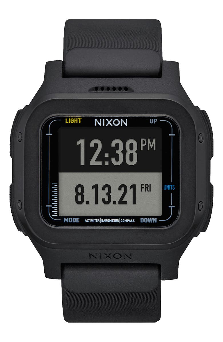 Nixon Regulus Expedition Silicone Strap Digital Chronograph Watch, 47.5mm, Alternate, color, All Black