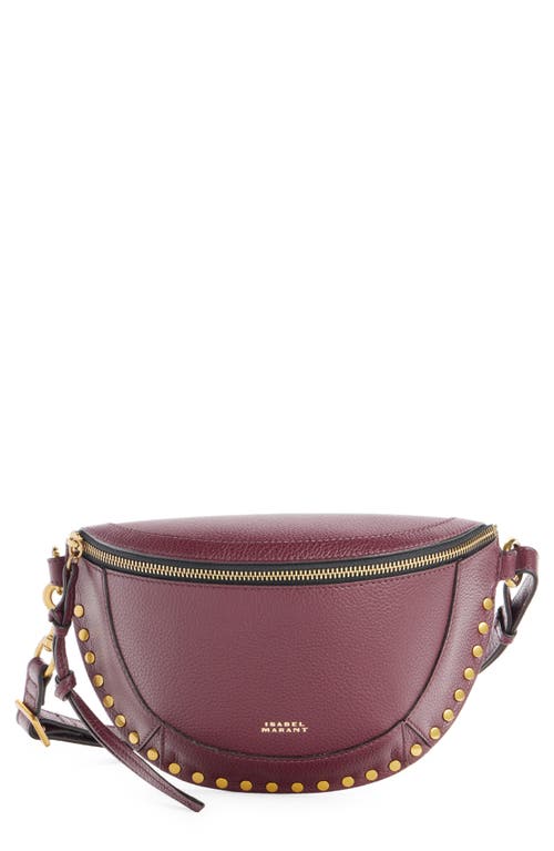 Isabel Marant Skano Stud Leather Convertible Belt Bag In Burgundy