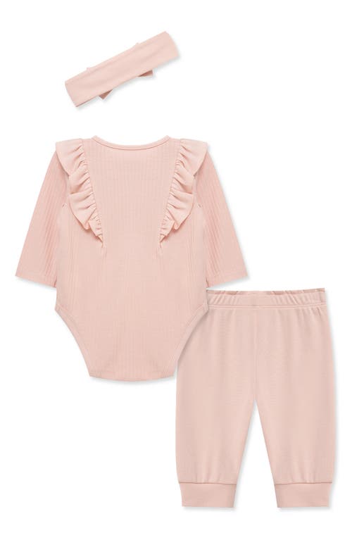 Little Me Long Sleeve Bodysuit, Pull-on Pants & Headband Set In Metallic