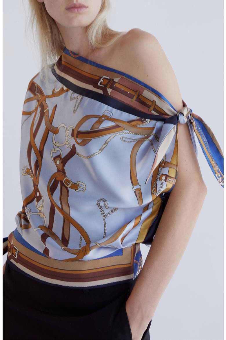 Print One-Shoulder Top, Main, color, SKY BLUE