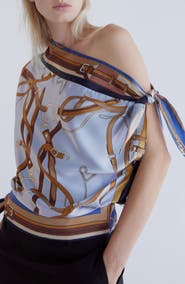MANGO Print One-Shoulder Top