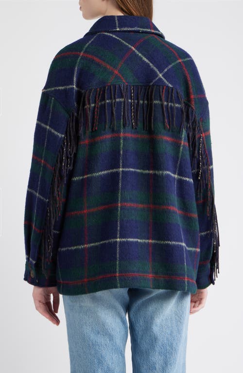 Thread & Supply Fringe Plaid Shacket In Blue