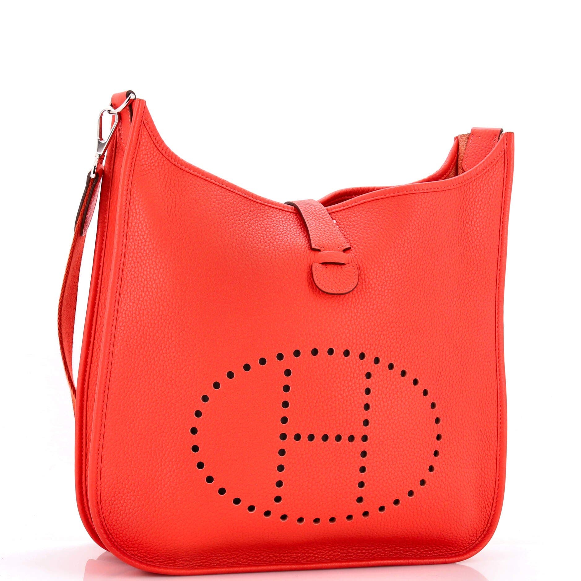 Pre-Owned Hermes Evelyne Bag Gen III Clemence GM, Alternate, color, Rouge Pivoine