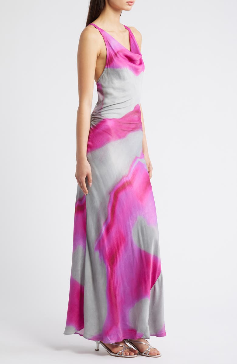 Topshop Cowl Neck Satin Maxi Dress, Alternate, color, Pink