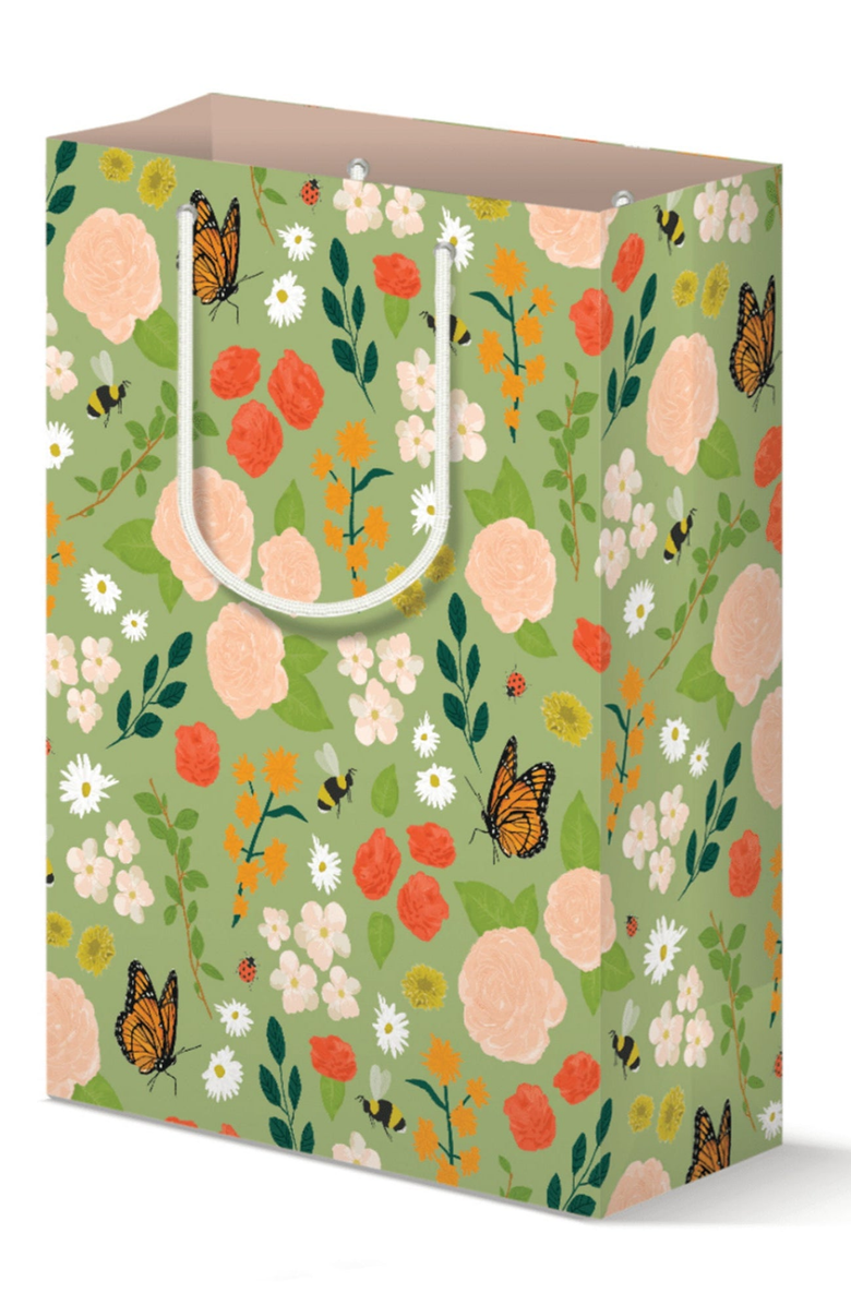 Joy Paper Co. Garden Floral Gift Bag Set of 3, Alternate, color, Floral Green