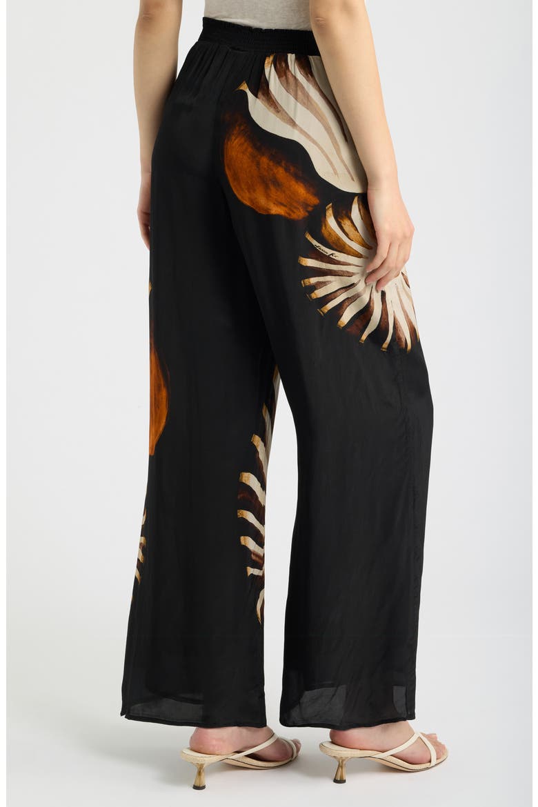 Ammonite Placed Print Wide Leg Pants, Alternate, color, BLACK