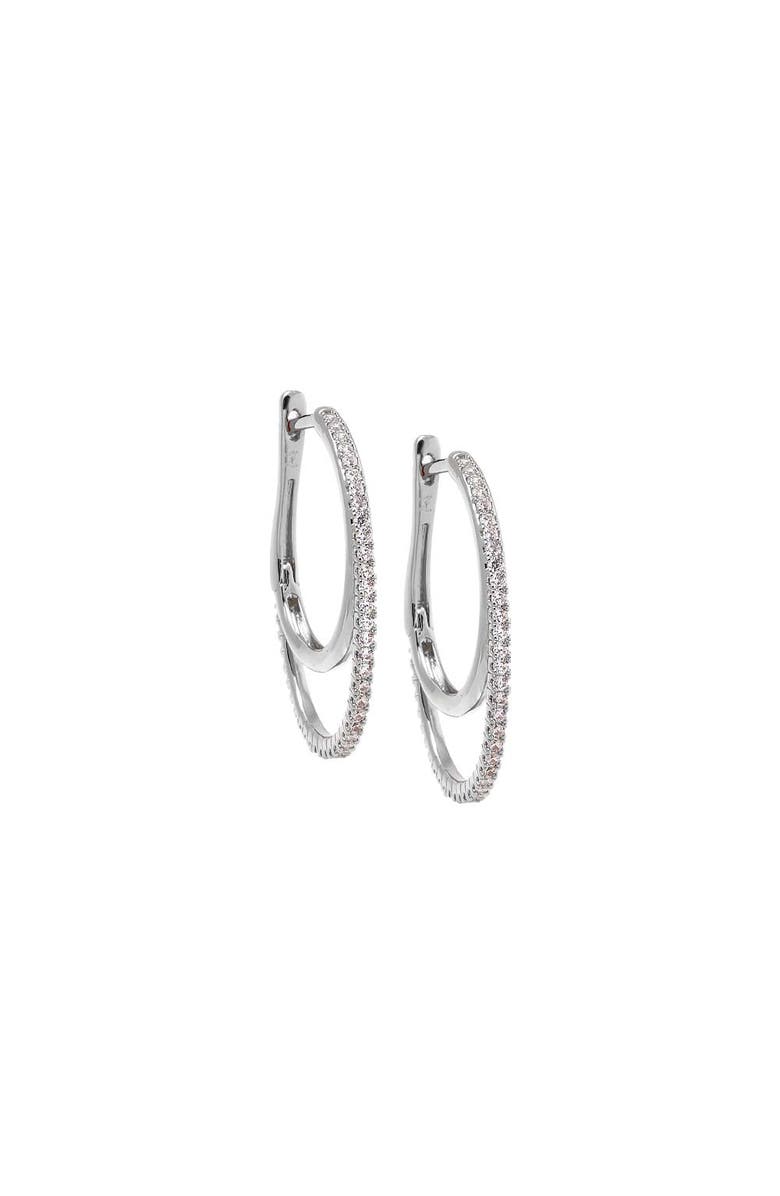 BY ADINA EDEN Layered Double Hoop CZ Earring, Main, color, Silver