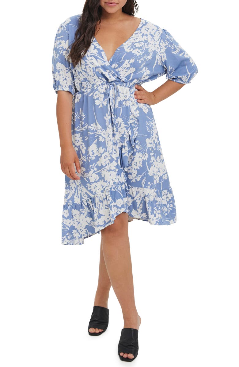 VERO MODA CURVE Lexie Floral Wrap Front Dress, Main, color,