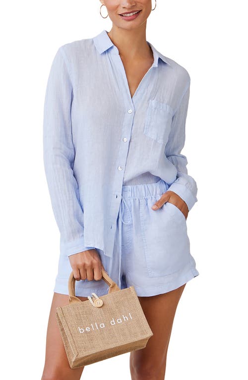 Shop Bella Dahl Garment Dyed Linen Button-up Shirt In Perennial Blue