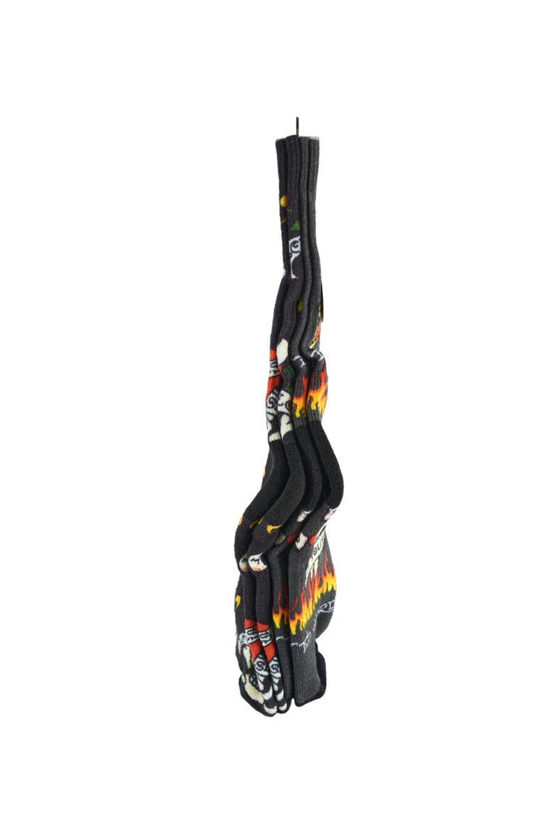Flaming Skull 360 Print Full Cushion Crew Sock 2-Pack, Alternate, color, Grey