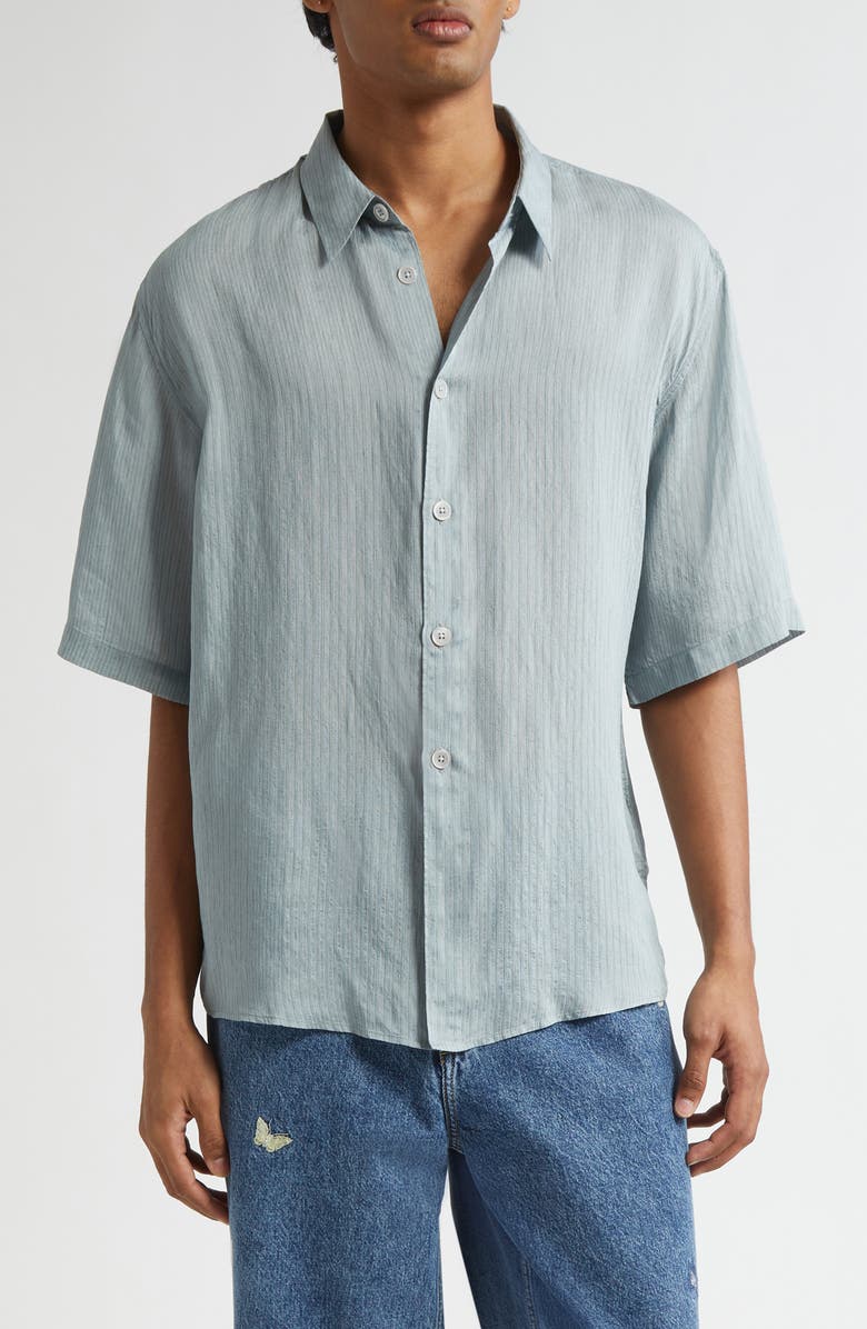 OUR LEGACY Beyond Button-Up Shirt, Main, color, Geo Stripe Ceremonial Viscose