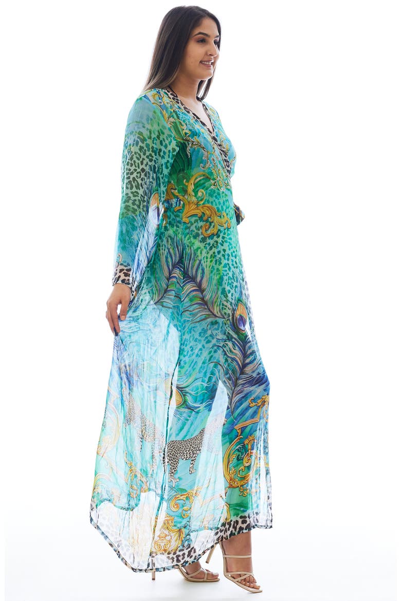 Leopard Peacock Longline Duster, Alternate, color, GREEN