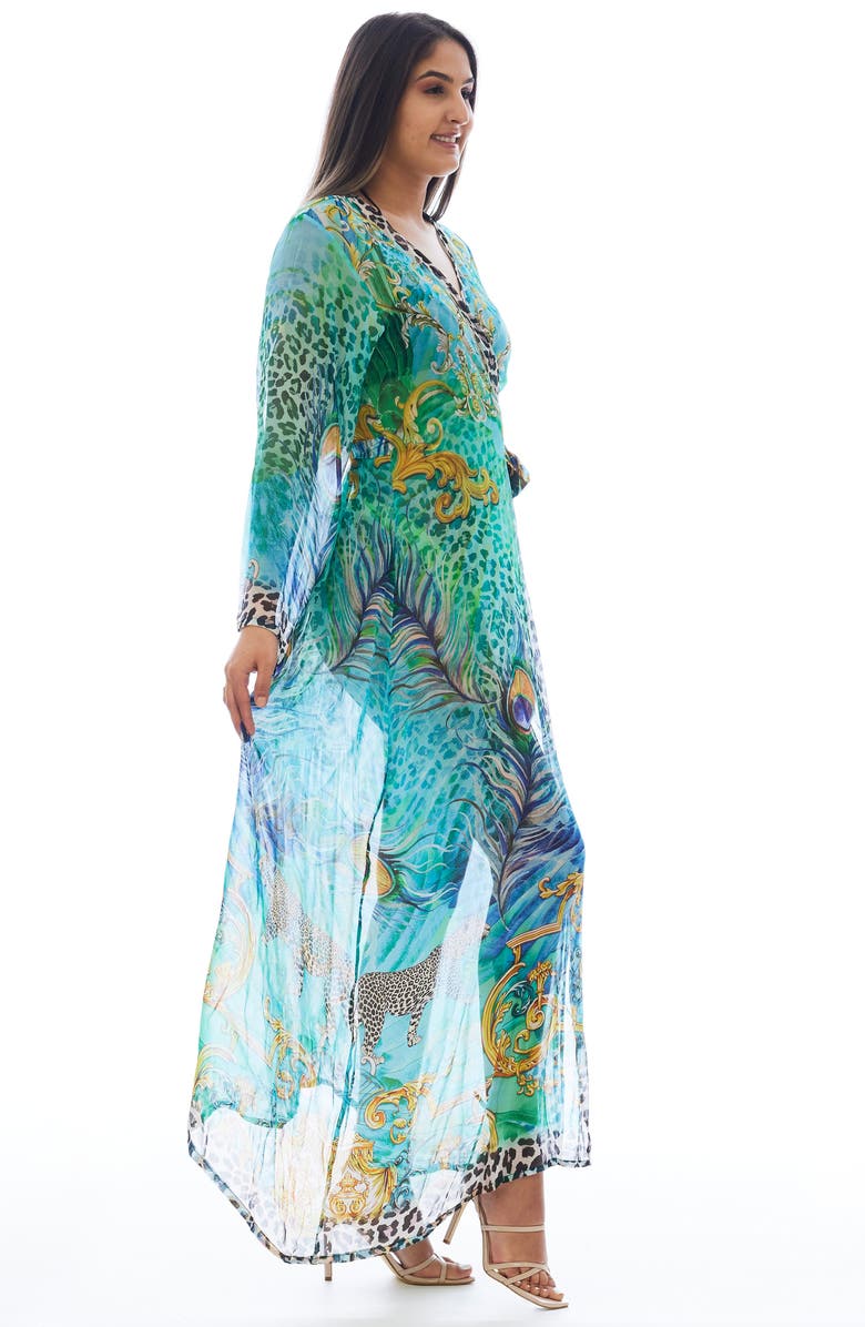 RANEES Leopard Peacock Longline Duster, Alternate, color,