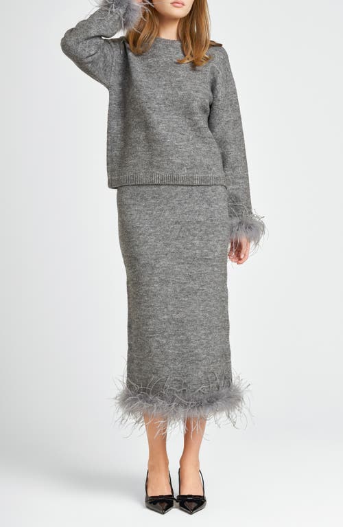 Wayf Sadie Feather Trim Knit Skirt