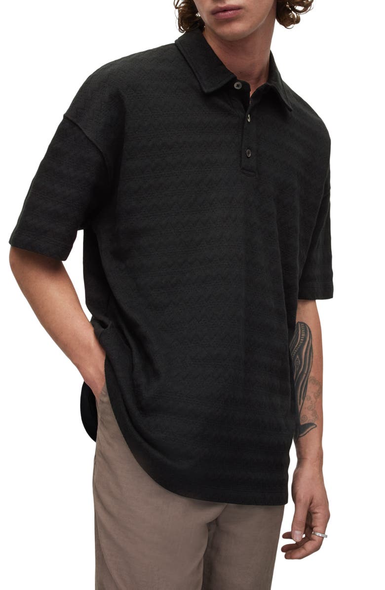 AllSaints Rafa Oversize Pointelle Polo, Alternate, color,