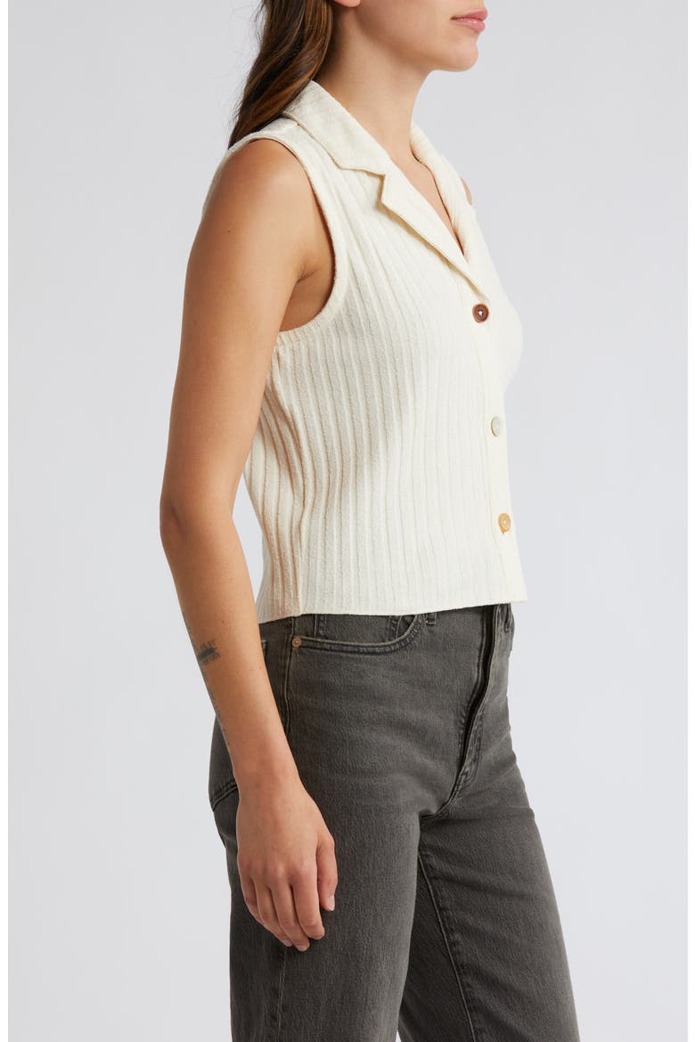Mixed Button Rib Polo Tank, Alternate, color, ANTIQUE CREAM