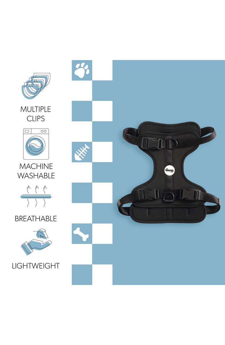 The Licker Store Arlo Adjustable Soft Padded No Pull Pet Harness with 3 Buckles and 3 Leash Clips, Alternate, color, Black