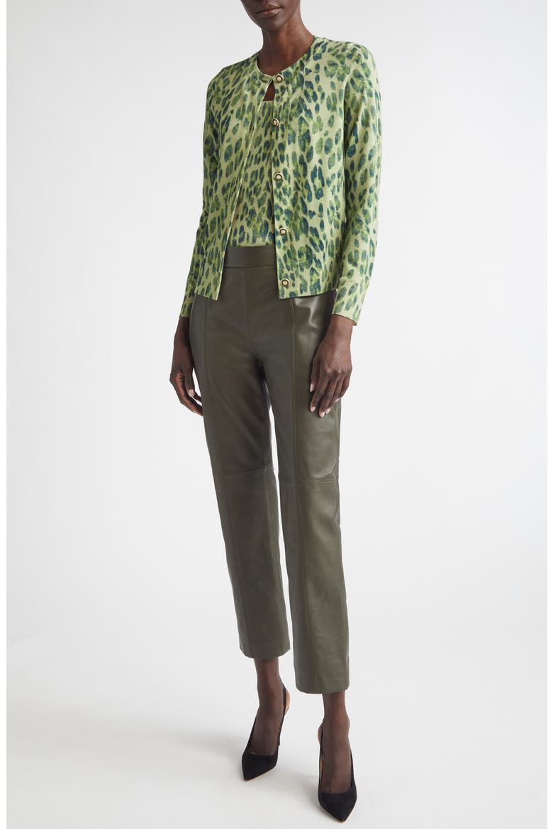 Crop Leather Straight Leg Pants, Alternate, color, OLIVE
