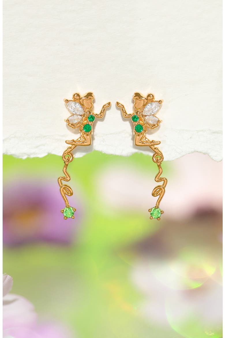 Disney® Tinker Bell Stud Earrings, Alternate, color, GOLD