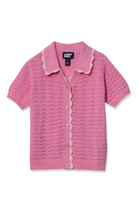 Girls Short Sleeve Collared Sweater