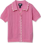 Lands' End Girls Short Sleeve Collared Sweater