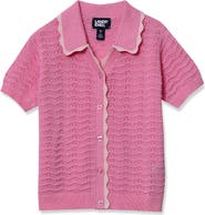 Lands' End Girls Short Sleeve Collared Sweater