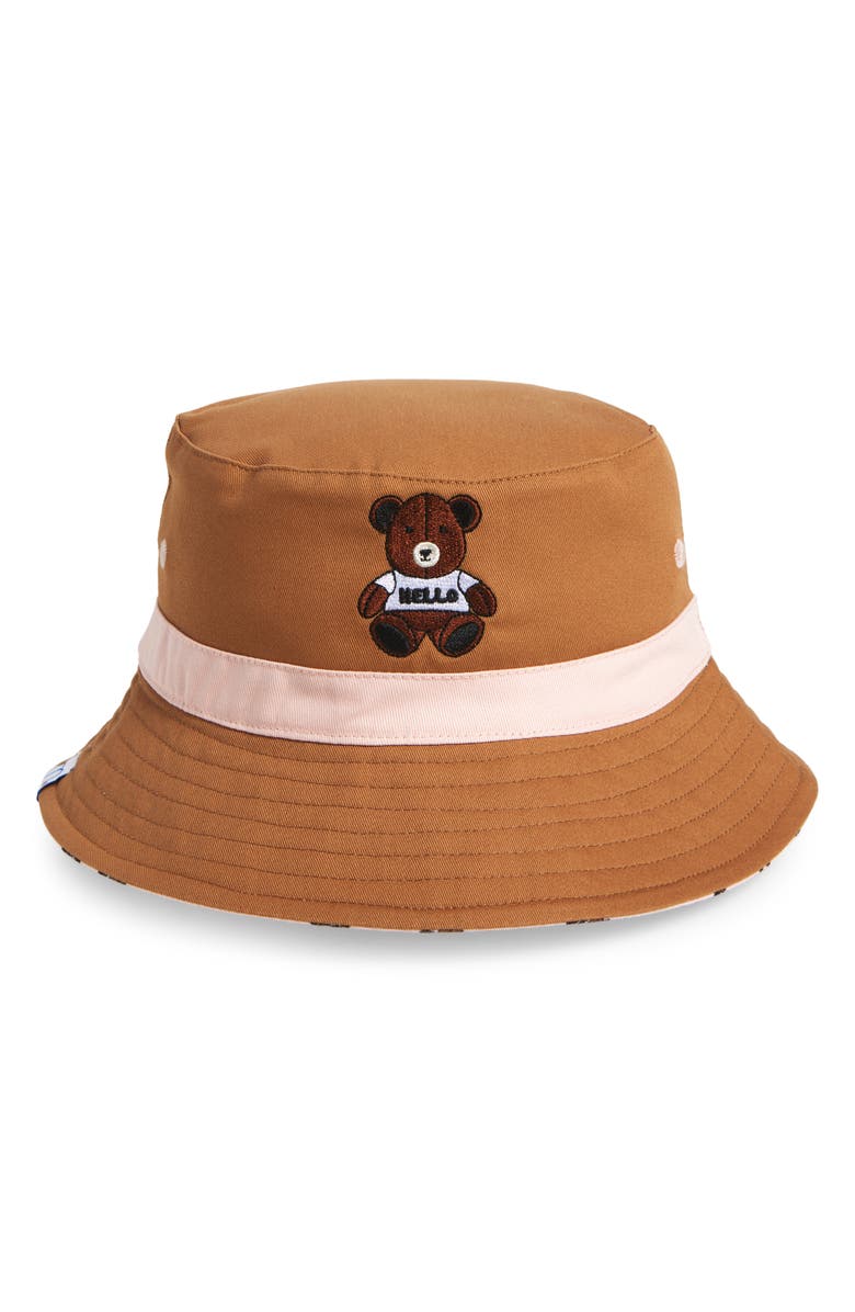 mimish Kids' Reversible Bucket Hat, Main, color, Teddy Bears